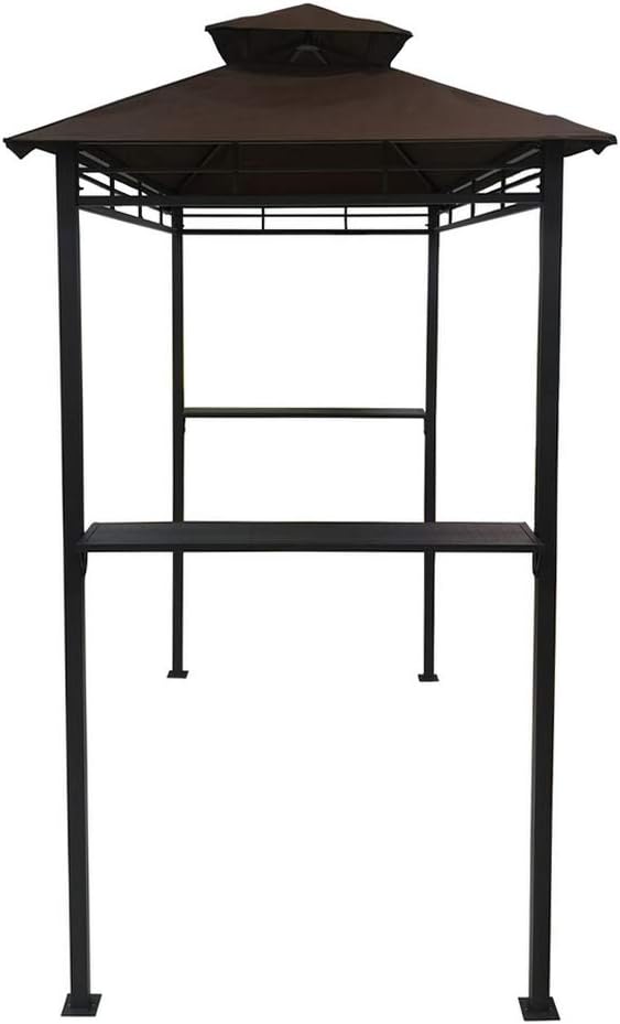 Palm Springs Deluxe 8FT Double-Tier Barbecue Canopy/BBQ Grill Tent Brown