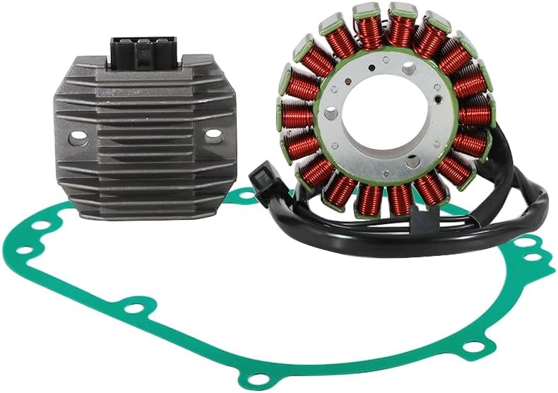 Stator Coil Rectifier Gasket Set for Kawasaki ZX600 Ninja ZX-6, for Kawasaki ZX600 ZZR600 1990-2004, Stator Assy OEM:21003-1214 21003-1368, Generator Cover OEM:11009-1868, Regulator OEM:11009-1868
