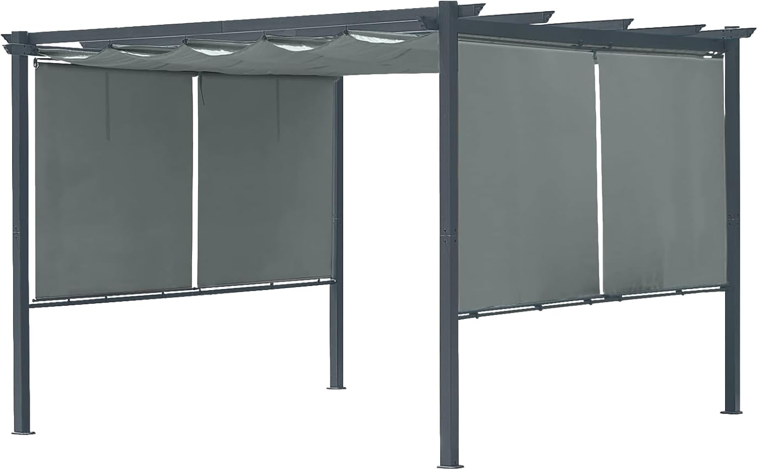 10 x 12 Ft Outdoor Aluminum Pergola, Retractable Canopy & 2 Sides Shades for Patio Backyard Garden Deck