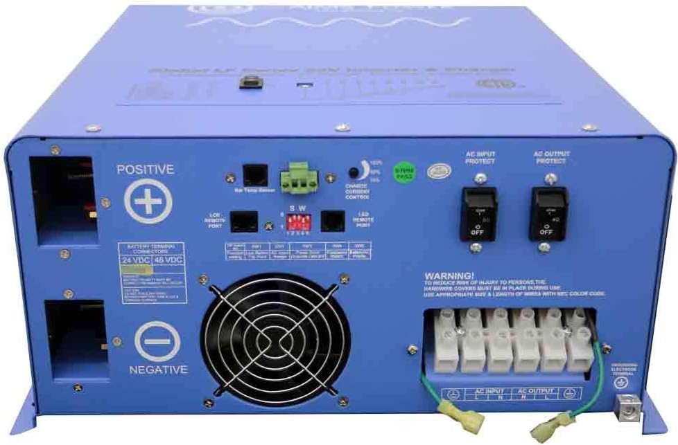 AIMS Power 4000 Watt 24 VDC Pure Sine Inverter Charger 120 VAC Output 55A Charger 30A Transfer Switch ETL Cert to UL 458/1012/1741 Standards CSA PICOGLF4024120UL