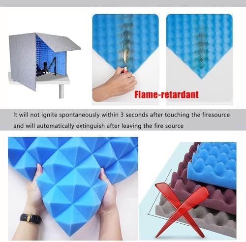 Portable Soundproof Cover for Desktop, Home Studio Recording Booth, Sound Isolation Room for Microphone, Podcasts, Singing, Gaming, Broadcasting - Red