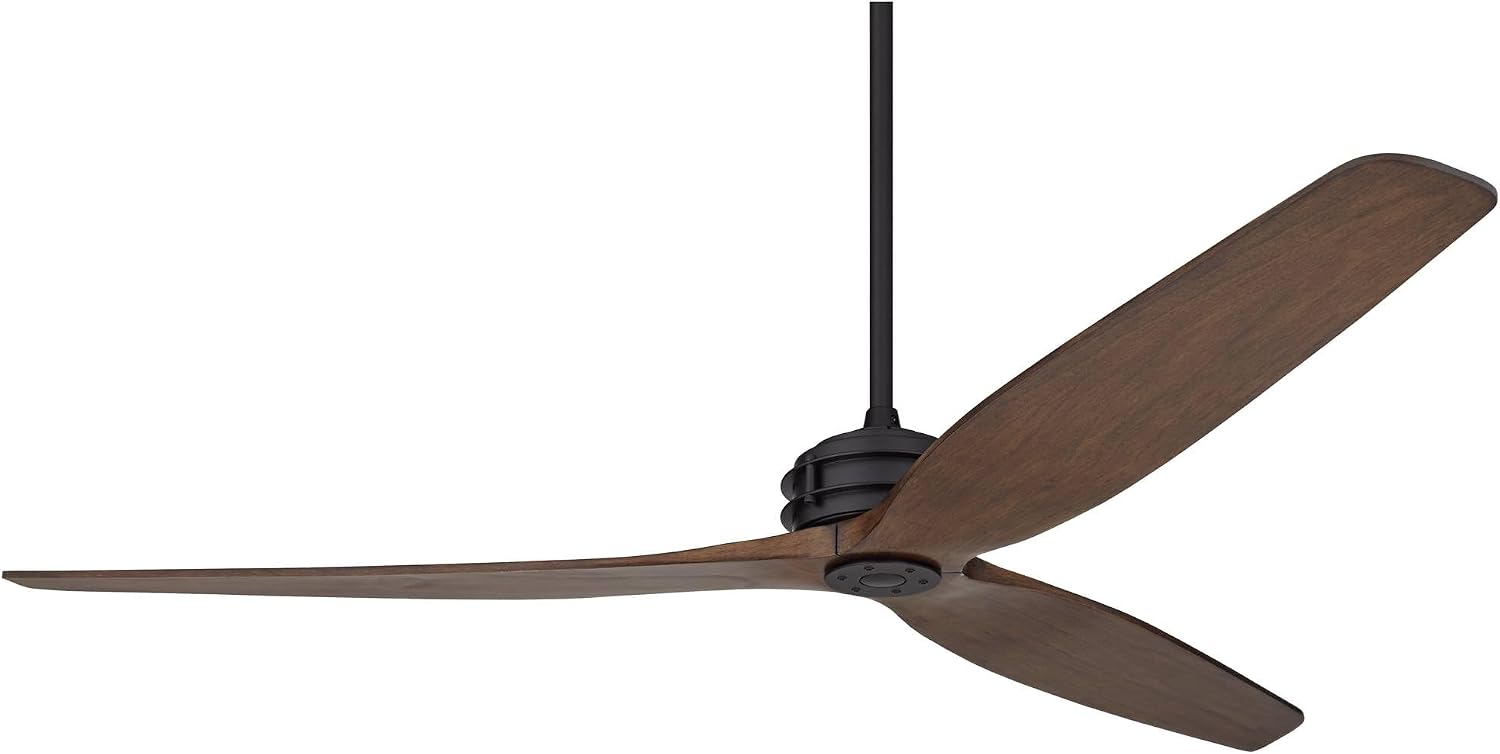 Casa Vieja 62' Coronado Aire Modern Industrial 3 Blade Indoor Outdoor Ceiling Fan with Remote Control Matte Black Dark Walnut Wood Damp Rated for Patio Exterior House Home Porch Gazebo