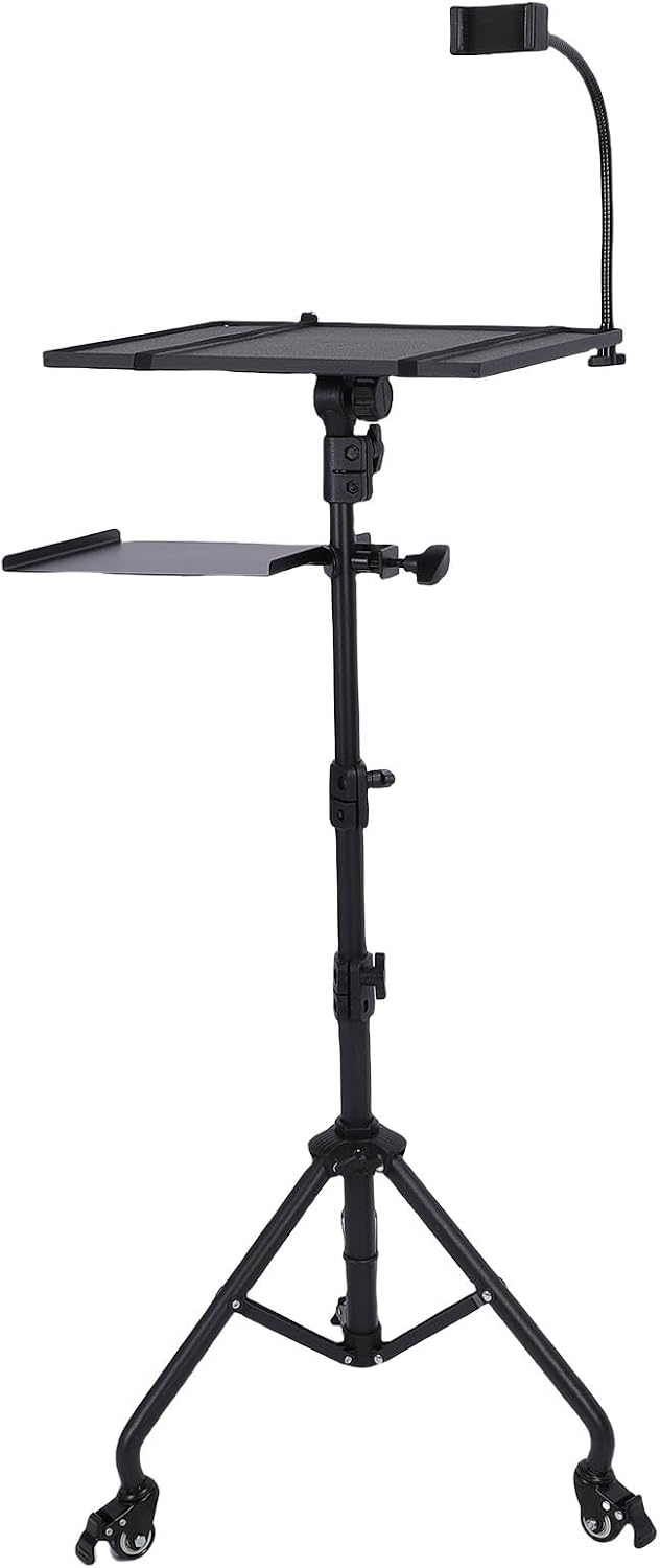 POCREATION Alloy Projector Stand, Adjustable Height with Wheels and Brake Switches, Portable Tripod Stand for Gaming Consoles Home Visual Equipment Projectors