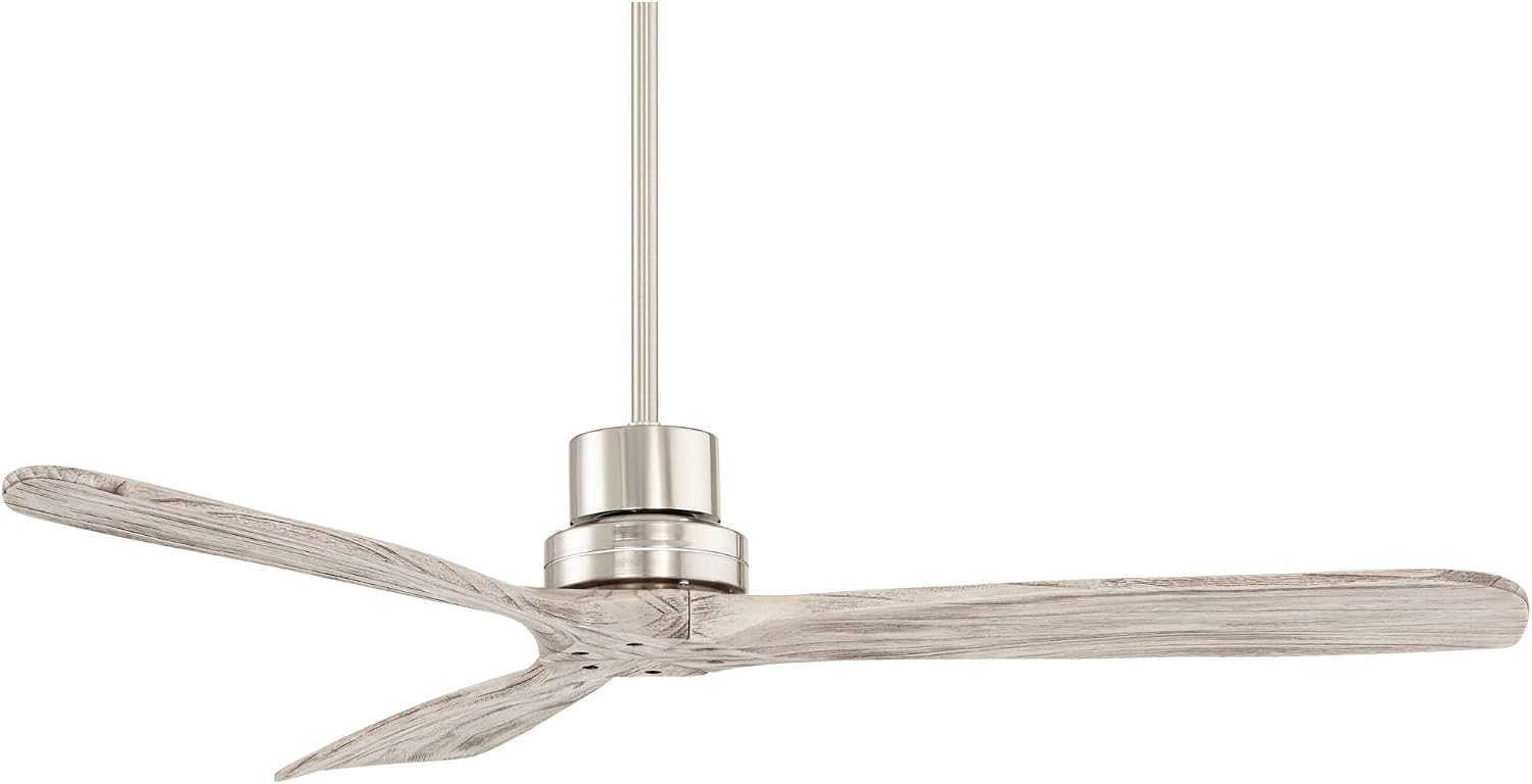 Casa Vieja 52' Delta-Wing DC Modern 3 Blade Indoor Ceiling Fan with Remote Brushed Nickel Silver Gray Solid Wood Damp Rated for Patio Exterior House Home Porch Gazebo Garage Barn - 6' Downrod