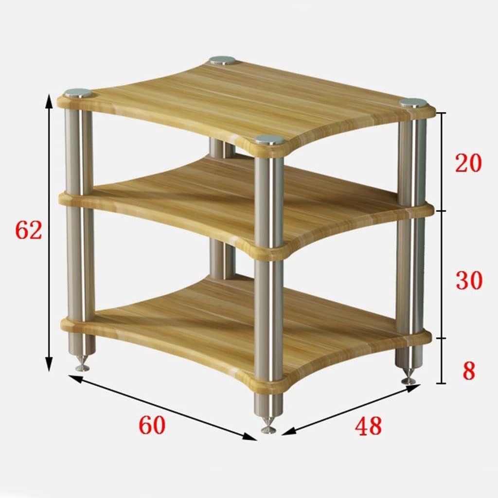 1/2/3/4-layer HiFi Audio Cabinet Audio Rack Video Components Cabinet with Shock-Absorbing Feet Stereo Equipment Gaming Consoles Streaming Devices (Color : Brown-A, Size : 60 * 48 * 62cm(3Tie