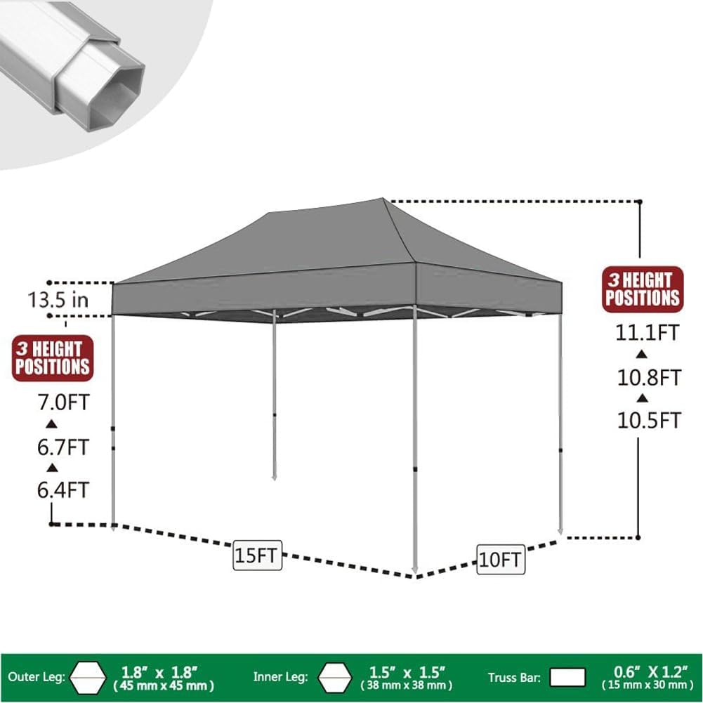 Eurmax USA Pro 10x15 Pop Up Canopy Wedding Party Tent Instant Outdoor Gazebo Pavilion Canopies BBQ Cater Events Aluminum Frame Commercial Grade Bonus Roller Bag(Blue)