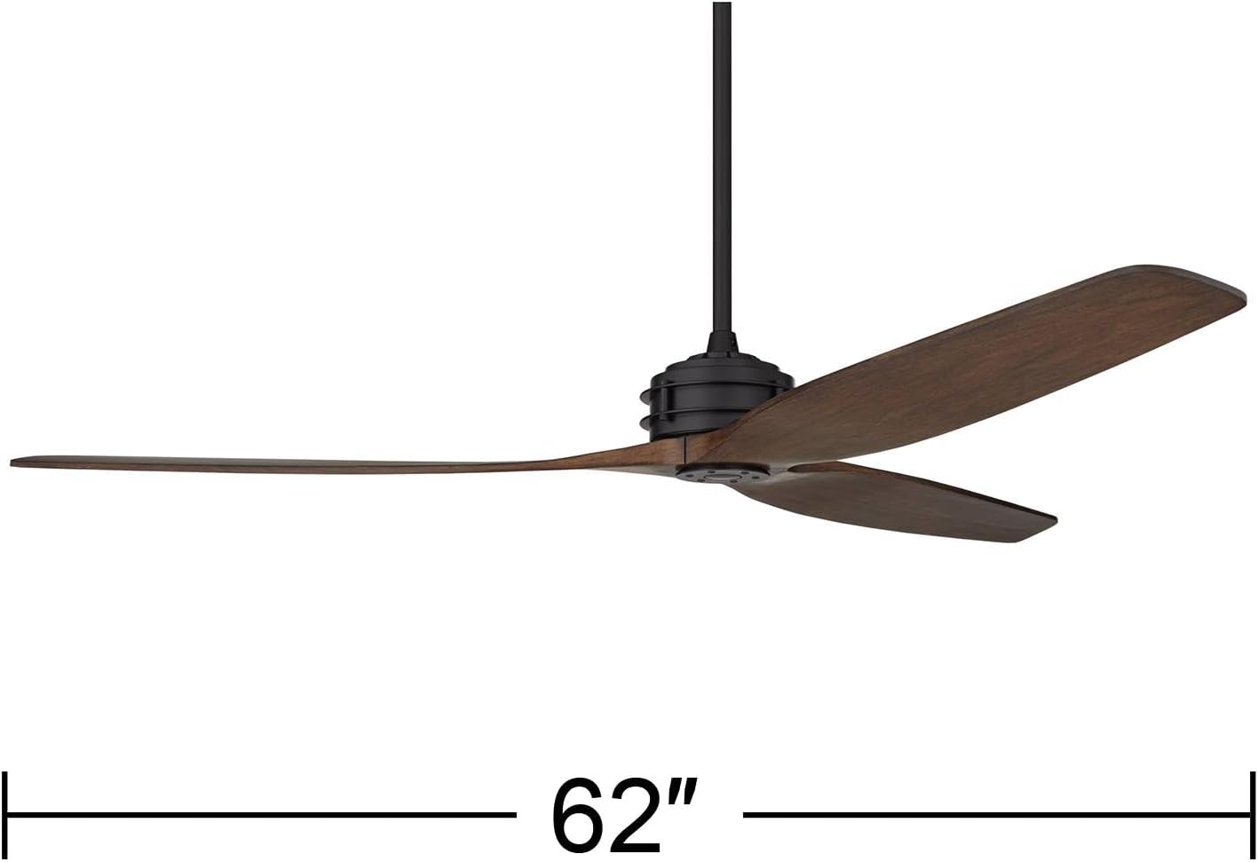 Casa Vieja 62' Coronado Aire Modern Industrial 3 Blade Indoor Outdoor Ceiling Fan with Remote Control Matte Black Dark Walnut Wood Damp Rated for Patio Exterior House Home Porch Gazebo