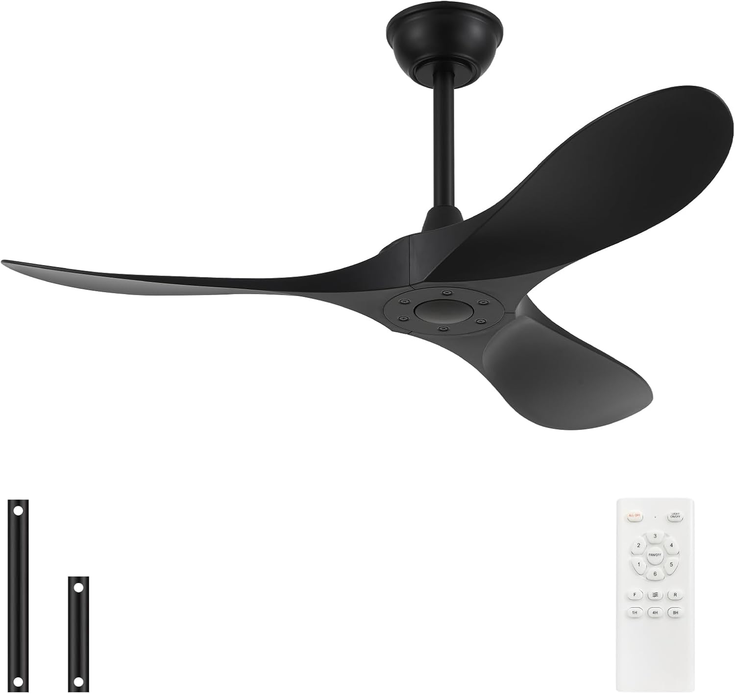 42'' Ceiling Fan No Light with Remote Control,Outdoor Ceiling Fan with DC Reversible and Silent Motor,3 Plastic Blades,Black Fan for Patios,Living Room,Bedroom