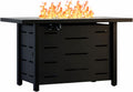 43 Inch Propane Fire Pit Table for Patio & Backyard, 50,000 BTU Steel Gas Fire Pit with Lid & Lava Rocks, Outdoor Table Heater for Deck, Garden, Smokeless Flame