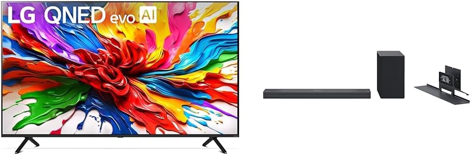 LG 65-Inch Class QNED evo AI QNED92A Series Mini LED 4K Smart TV (65QNED92AUA, 2025) SC9S 3.1.3-Channel Perfect Matching Soundbar (2024 Model)