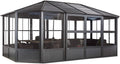Sojag 12' x 18' Outdoor Charleston Aluminum Solarium Sunroom with Mosquito Net, Dark Gray