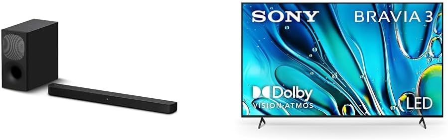 Sony 75 Inch 4K Ultra HD TV BRAVIA 3 LED Smart Google TV with Dolby Vision HDR and Exclusive Features for Playstation®5 (K-75S30), 2024 Model & Sony HT-S400 2.1ch Soundbar