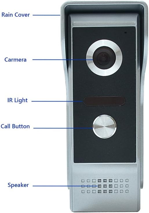 Video Intercom System, 7 Inches Video Doorbell Door Phone System, Wired Video Door Phone HD Camera Kits Dual-Way Intercom for Villa House Office Apartment 1-IR Camera 2-LCD Color Monitor
