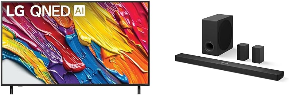 LG 55-Inch Class QNED AI 4K QNED82A Series Smart TV (55QNED82AUA, 2025) S90TR 7.1.3-Channel Home Theater Soundbar with Rear Surround Speakers and Wireless Subwoofer (2024 Model)