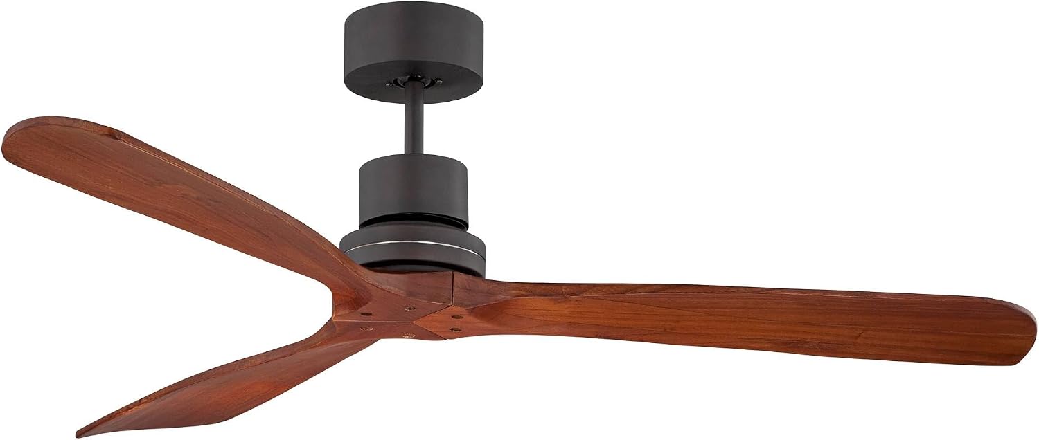 Casa Vieja 52' Delta-Wing DC Rustic Farmhouse 3 Blade Indoor Outdoor Ceiling Fan with Remote Oil Rubbed Bronze Walnut Solid Wood Damp Rated for Cottage Core Patio Exterior House Home Porch Garage