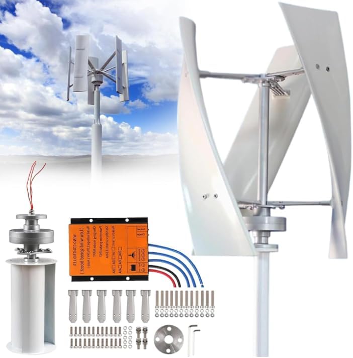 12000W Vertical Wind Turbine Kit for Home Use - Quiet Magnetic Levitation Generator with 3 Blades & Controller for Battery Charging, 12V-220V Efficient Power Solution
