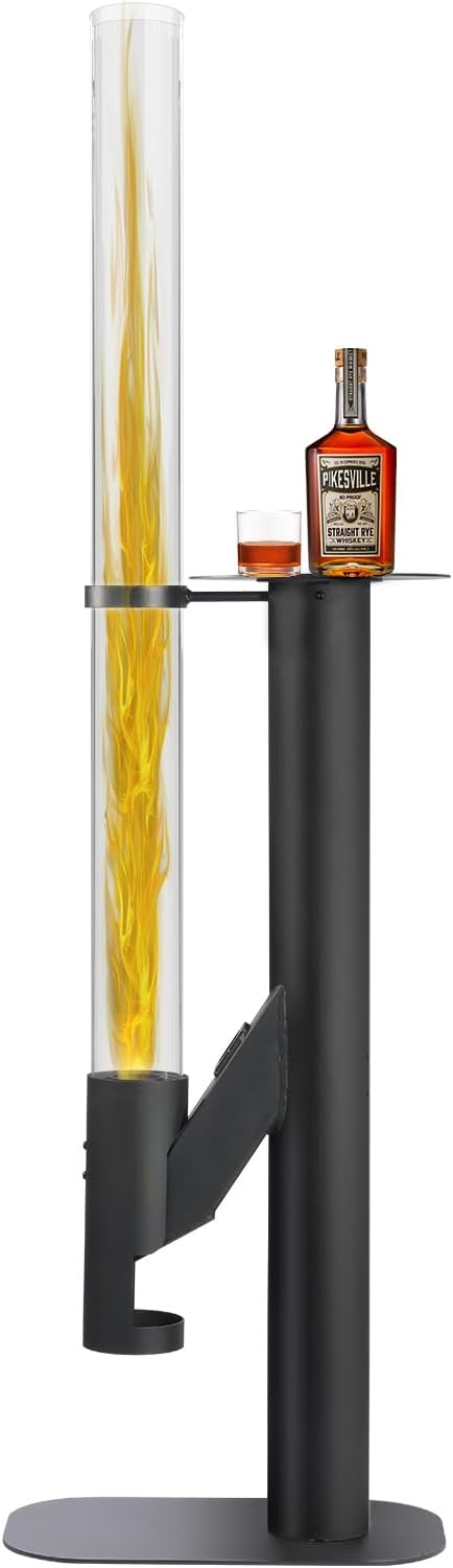 Rayzi 67 Inch Pellet Stove, Decorative Patio Wood Pellet Heater, Pellet Fire Pit for Outdoor - Smokeless Flame, Outside Backyard Bonfire, Burning Fireplace for Ambiance Camping Garden Picnic