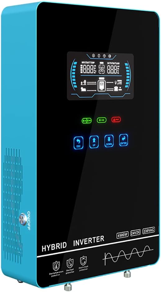 Y&H 4000W Hybrid Solar Inverter DC24V 120VAC Pure Sine Wave Output Battery-Free Starting, Built-in 140A MPPT Charger, 6.25' Touch LCD, UPS/Line/Battery Mode, for Off-Grid Home/RV/Energy Storage System