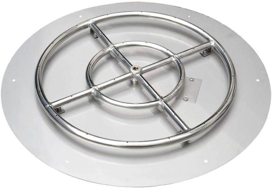 Stanbroil Stainless Steel 18' Round Flat Fire Pit Burner Pan w/12 Fire Ring Installed, BTU 92,000 Max