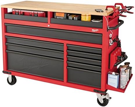 Milwaukee 48-22-8552 52-Inch 11-Drawer Mobile Work Bench with Wood Top Toolbox Tool Chest Cabinet Box