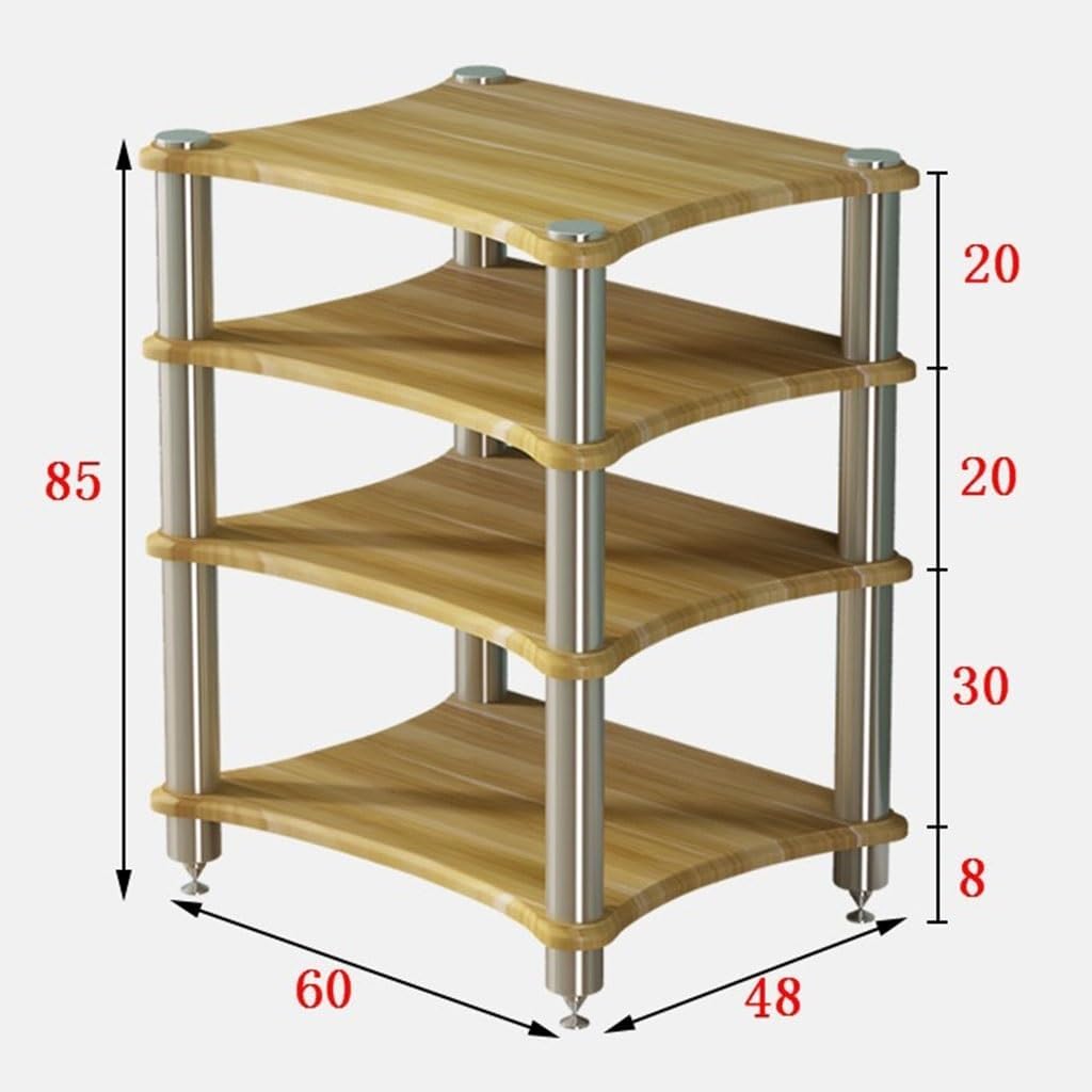 1/2/3/4-layer HiFi Audio Cabinet Audio Rack Video Components Cabinet with Shock-Absorbing Feet Stereo Equipment Gaming Consoles Streaming Devices (Color : Brown-A, Size : 60 * 48 * 85cm(4Tie
