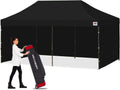 ABCCANOPY Heavy Duty Easy Pop up Canopy Tent with Sidewalls 10x20, Black
