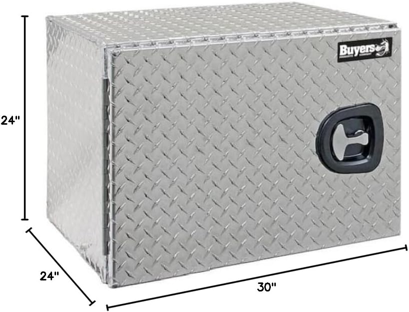 Buyers Products 1702230 Underbody Truck Tool Box with Barn Doors, 24x24x30 Inch, Diamond Tread Aluminum, Made in USA, Compression Latch, Weather Resistant, Toolbox for Flatbeds, Trailers & Work Trucks