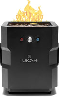 Ukiah TK-1044-T2BLK Portable Fire Pit, 15-1/4 in OAW, 15-1/4 in OAD, 16 in OAH, Propane, Piezo Ignition, Steel