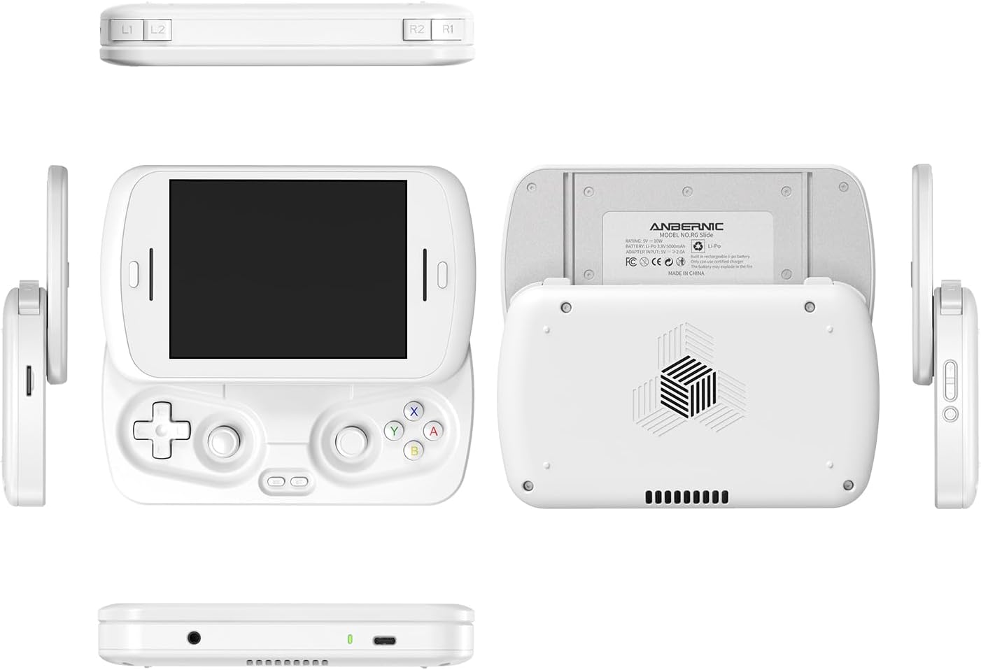 Anbernic RG Slide Handheld Game Console RG Slide 4.7-inch LTPS In-Cell Screen No Card Retro Game Console Unisoc T820 Portable Arcade Video Gaming Console Support AI WiFi Bluetooth HD and TV Output White