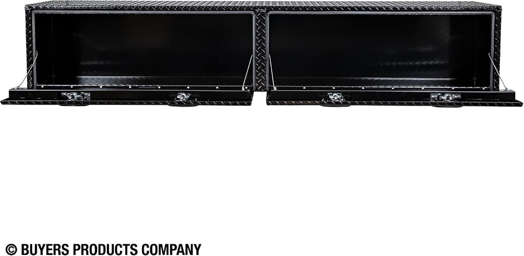 Buyers Products 1721561 Black Aluminum Diamond Tread Topsider Truck Box With Drop Door, 96x13x16 Inch, Weather Resistant, Locking Compression Latch, No Drill Install, Made in USA