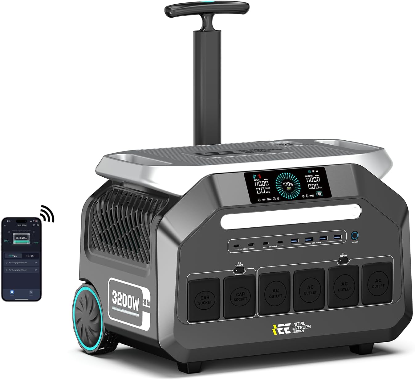 IEE 3200W Portable Power Station P3200, 2048Wh Solar Generator, 1800W AC Charging & 1000W Solar Charging, LiFePO4 Battery Generator for Home Backup, Camping, RV, Emergencies (P3200 Power Station)