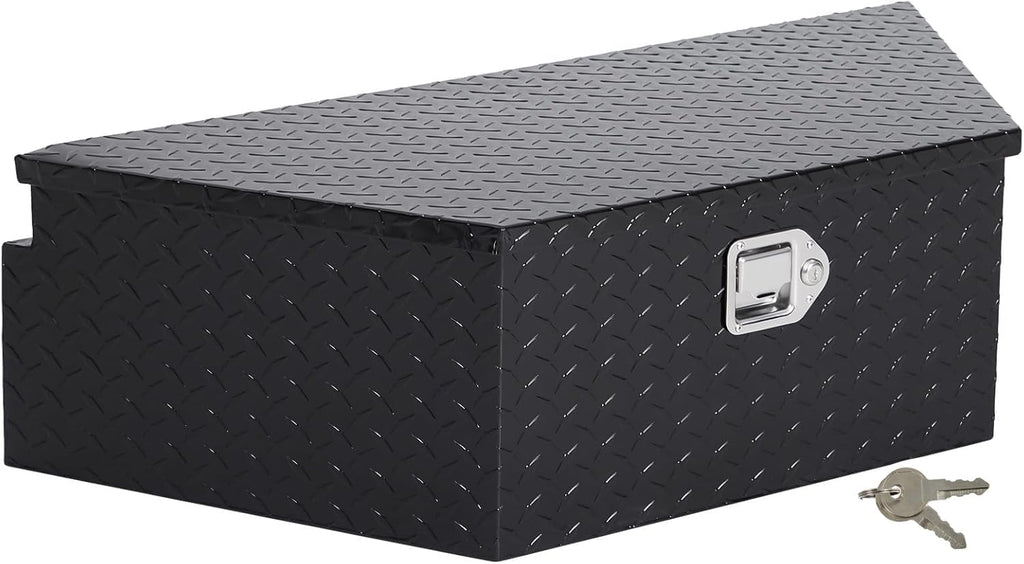 GarveeTech 39 in Trailer Tongue Boxes,Heavy Duty Aluminum Trailer Tool Box With Lock and Keys,Diamond Plate Storage Box,Waterproof Trailer Box for Pick Up Truck Bed,RV Trailer,Black