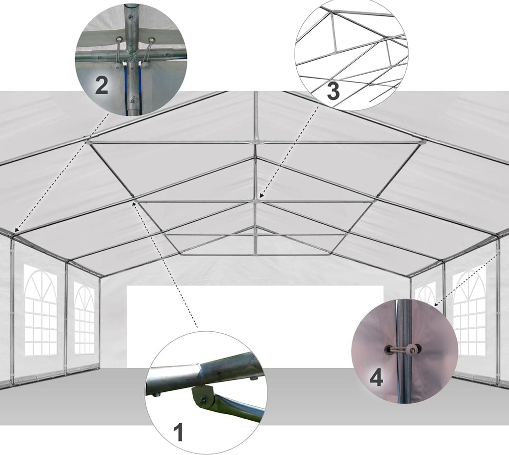 AMERICAN PHOENIX Party Tent 20x20 ft Heavy Duty Canopy Shelter for Wedding Event Fair with Fire Retardant Roof with Sidewalls and Windows White (20x20 - w FR)
