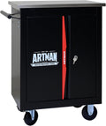 1 Cabinet 2 Shelves Rolling Tool Chest with Stainless Steel Countertop,Tool Chest with Secure Locking System,Mobile Storage Tool Cabinet with 360°Wheels & Padded Feet,for Home,Garage(Black+Red)