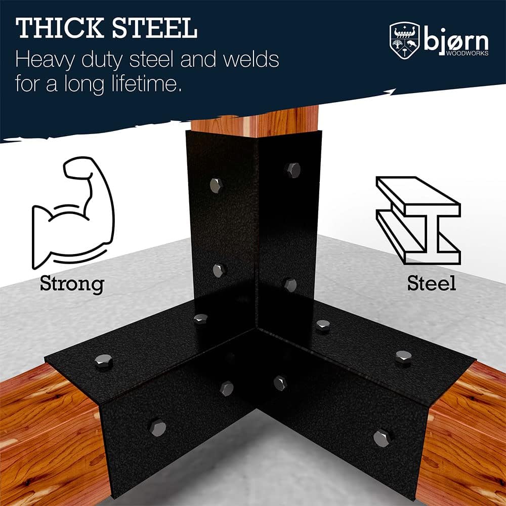 Pergola Kit | Easy, Modular, Modern Pergola Hardware Kit | DIY Elevated Wood Stand Kit with Powder Coated Steel Brackets | Includes 4 Bracket Shoulders 4 Boots 2' Bolts for 4x4 Lumber