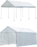 ShelterLogic 10' x 20' MaxAP Large Portable Garage 2in1 Kit Heavy-Duty Steel Frame Outdoor Canopy, Gazebo, or Carport Tent with Enclosure for Car, SUV, Truck, Boat, Tractor, White