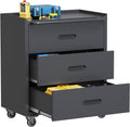 Black Metal Garage Storage Cabinet on Wheels, Heavy Duty Steel Rolling Tool Chest with Drawers, Mobile Tool Storage Cabinets for Warehouse Garage Basement, Assembly Required