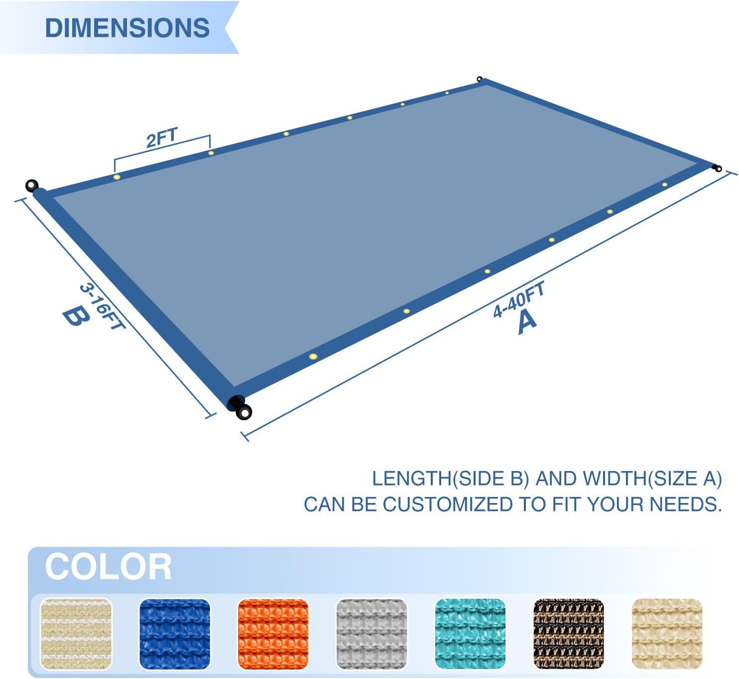 E&K Sunrise 11'Wx4'L Pergola Shade Cover with Weighted Rods & Grommets, Outdoor Sun Shade Cloth Canopy Replacement Cover UV Block for Patio Porch Deck Backyard (Brown)