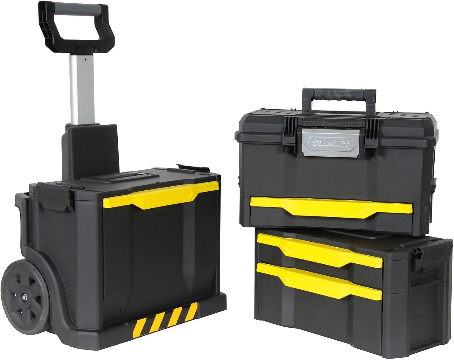 STANLEY Rolling Workshop Toolbox, Detachable Toolbox with Drawers, Flip Bin, Back Pocket, 7 Heavy Duty Wheels, 1-79-206