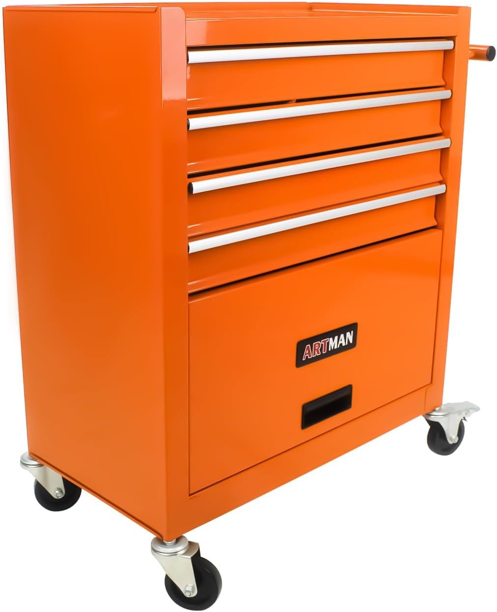 4-Drawer Heavy-Duty Rolling Tool Chest with Wheels, Steel Storage Organizer Cart with Handle, Metal Tool Cabinet for Garage, Workshop, and Repair Shop