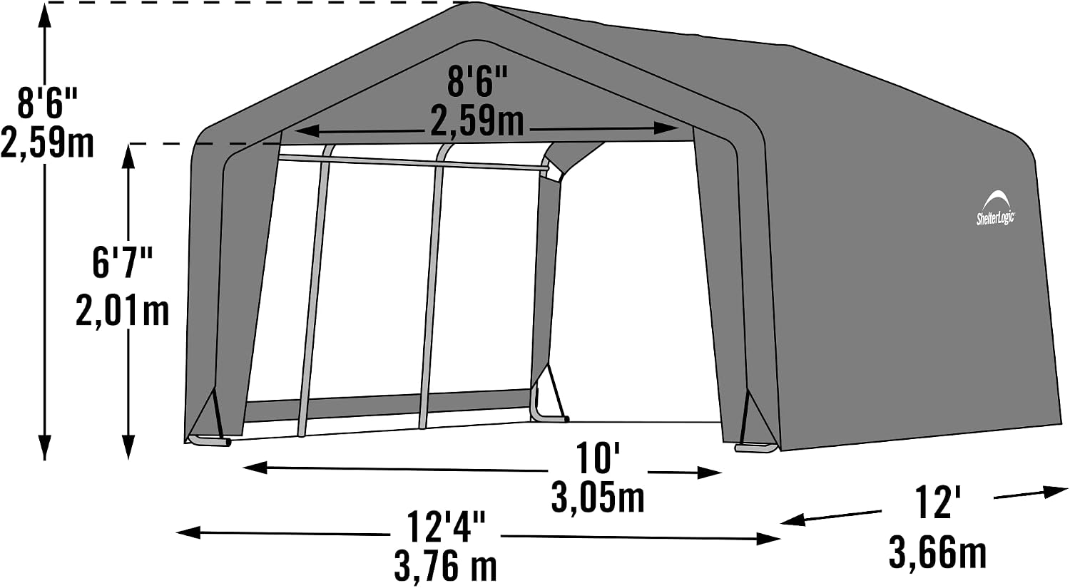 ShelterLogic 12' x 12' x 8' 3-in-1 Outdoor Loafing Shed Animal Shelter with Waterproof Cover, All-Weather Outdoor Storage Shed for Animals, Agriculture, and Farm Equipment, Brown