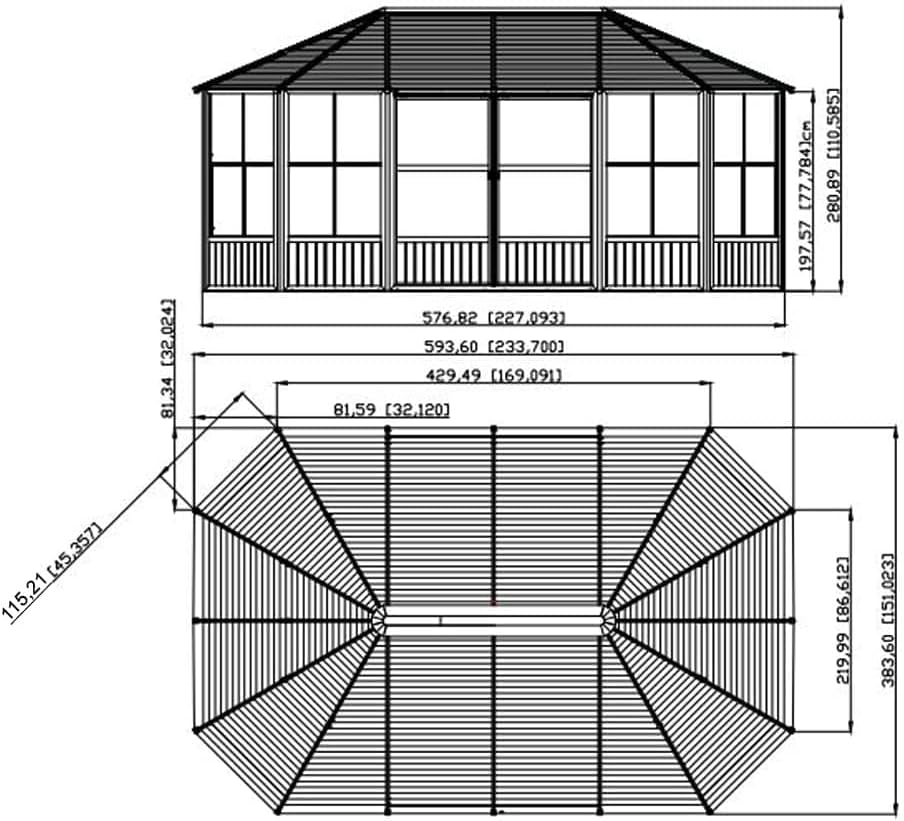 Sojag 12' x 18' Outdoor Charleston Aluminum Solarium Sunroom with Mosquito Net, Dark Gray