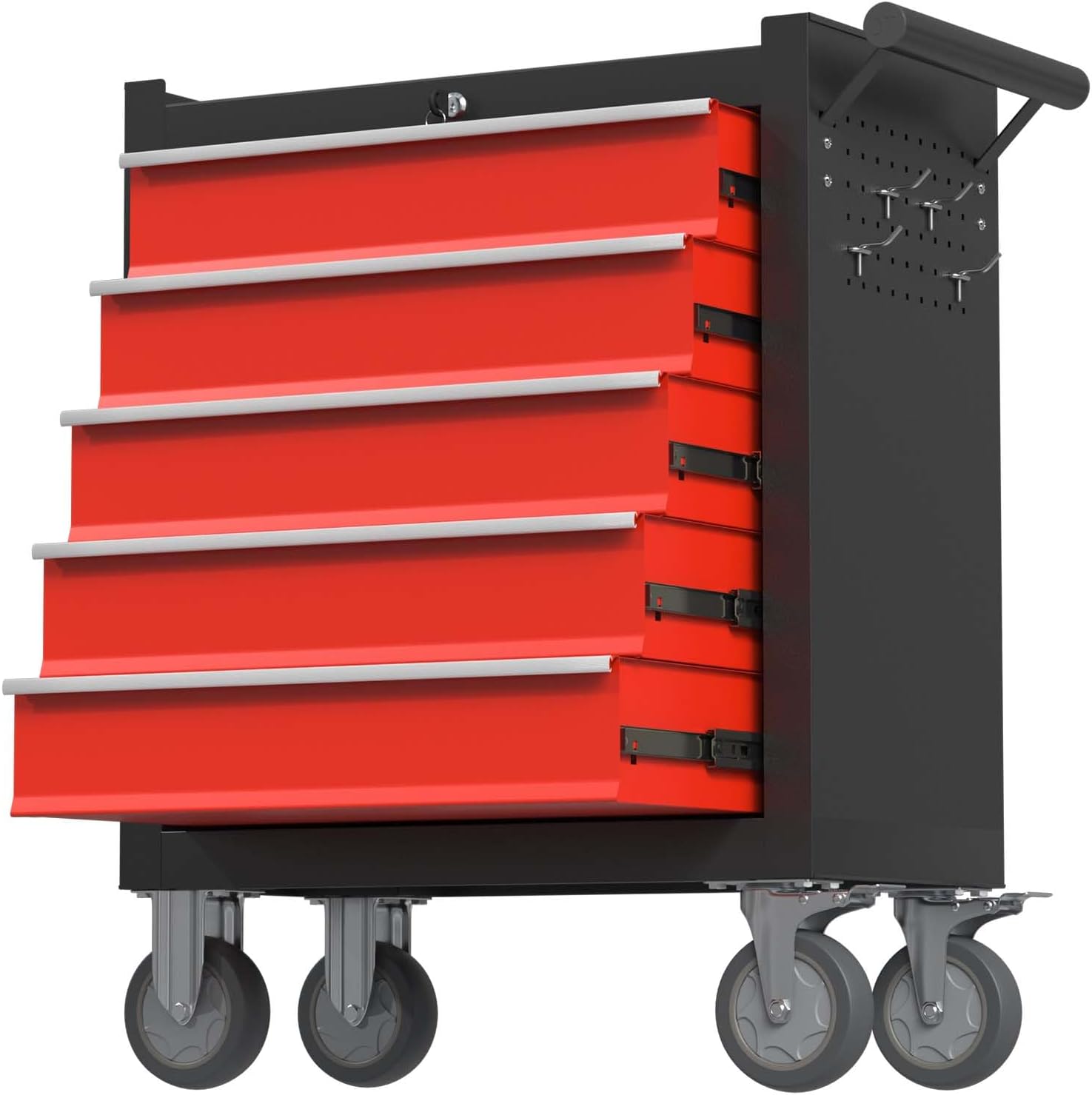 5-Drawer Tool Chest, Rolling Tool Box with Wheels, High Capacity Detachable Mobile Tool Storage Cabinet for Workshop, Garage, Mechanics and Repair Room (BlackRed, 5-Drawer)