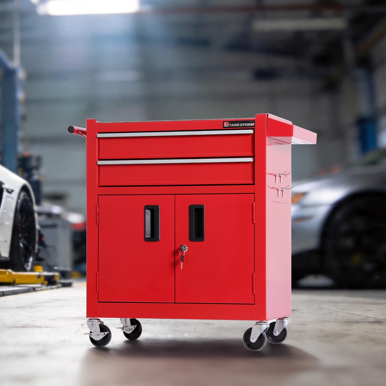 Tool Chest Heavy Duty Cart Steel Rolling Tool Box with Lockable Doors (TZ12 Red)
