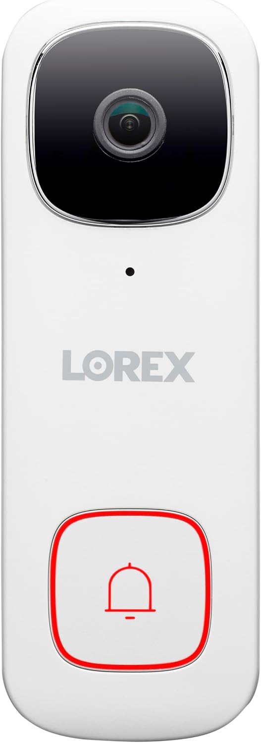 Lorex 2K Wired WiFi Smart Video Doorbell Camera | No Subscription Fee | 32GB MicroSD Card Included | Smart Security Lighting | Night Vision | Motion Detection | IP65 | Requires Existing Wiring | White