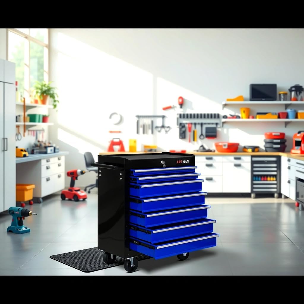 Mini Tool Box,Tool Box with Wheels, Lockable Rolling Tool Chest, Caja de herramientas para mecánico, Tool Box with Wheels,Work Table for Garage & Repair Shop,Warehouse, Workshop