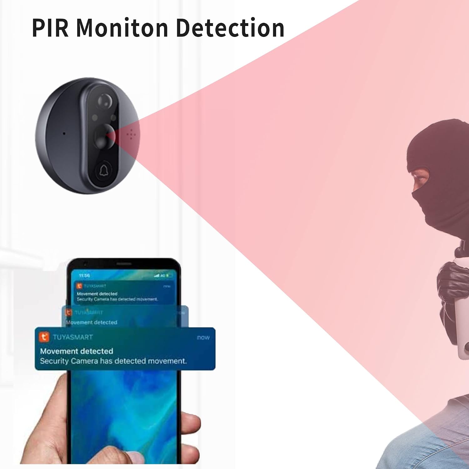 WiFi Video Doorbell for Apartment,Peephole Camera with 4.3' LCD Display,1080P, 120° Wide Angle, Night Vision,Motion Detection,2-Way Audio,Digital Peephole veiwer,Smart Life App Compatible