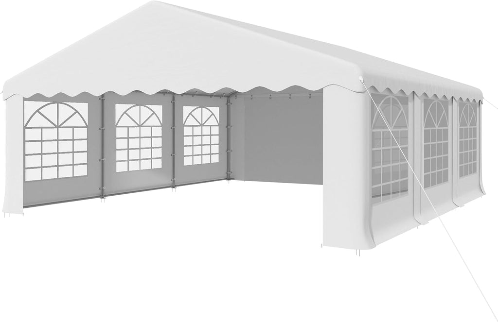 EROMMY 20x20ft Party Tent, Heavy Duty Large Wedding Canopy Outdoor Carport with 6 Removable Sidewalls, 2 Roll-up Doors, 2 Storage Bags, Gazebo Shelter Tent for Party Event Commercials, White