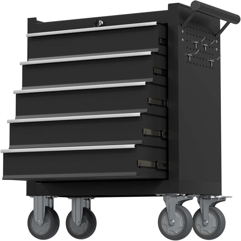 5-Drawer Tool Chest, Rolling Tool Box with Wheels, High Capacity Detachable Mobile Tool Storage Cabinet for Workshop, Garage, Mechanics and Repair Room (Black, 5-Drawer)