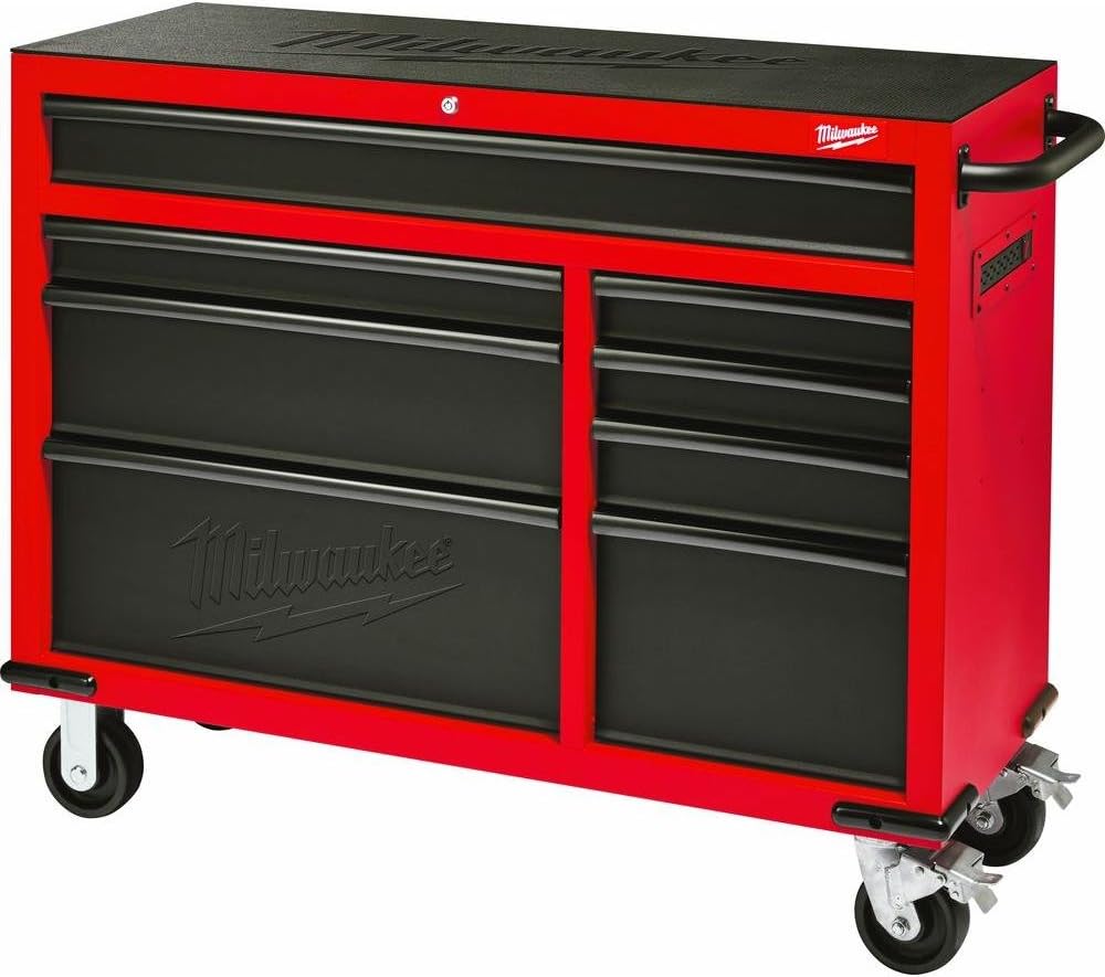 Heavy-duty, Drawer 16 Tool Chest 46 In. and Rolling Cabinet Set, Red and Black, Personal Valuables Storage Drawer with Separate Lock in the Tool Chest